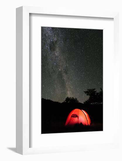 Hilleberg Tent under the Night Sky, Patagonia, Aysen, Chile-Fredrik Norrsell-Framed Photographic Print