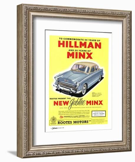 Hillman, Jubilee Edition Hillman Minx Cars, UK, 1950-null-Framed Giclee Print