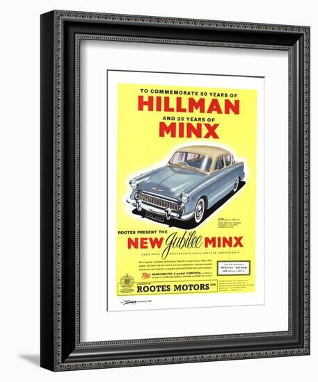 Hillman, Jubilee Edition Hillman Minx Cars, UK, 1950-null-Framed Giclee Print