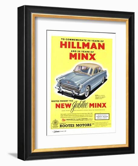 Hillman, Jubilee Edition Hillman Minx Cars, UK, 1950-null-Framed Giclee Print