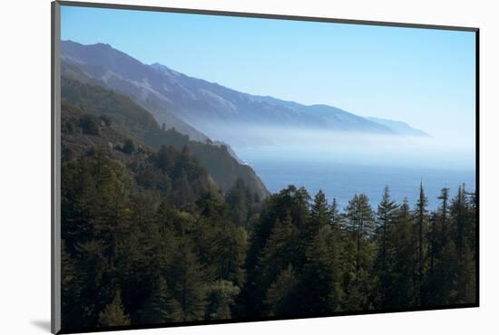 Hills and forest with misty coastline beyond, Big Sur, California, United States of America-Ethel Davies-Mounted Photographic Print