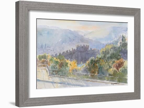 Hills beyond the City, Sunrise, Jerusalem, 2019 (W/C on Paper)-Lucy Willis-Framed Giclee Print