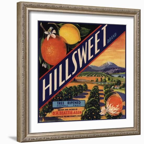 Hillsweet Brand - Porterville, California - Citrus Crate Label-Lantern Press-Framed Art Print