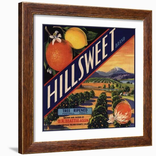 Hillsweet Brand - Porterville, California - Citrus Crate Label-Lantern Press-Framed Art Print