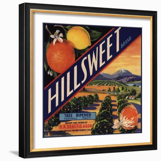 Hillsweet Brand - Porterville, California - Citrus Crate Label-Lantern Press-Framed Art Print