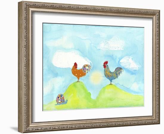 Hilltop Roosters-Ingrid Blixt-Framed Art Print