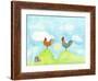 Hilltop Roosters-Ingrid Blixt-Framed Art Print
