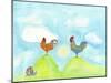 Hilltop Roosters-Ingrid Blixt-Mounted Art Print