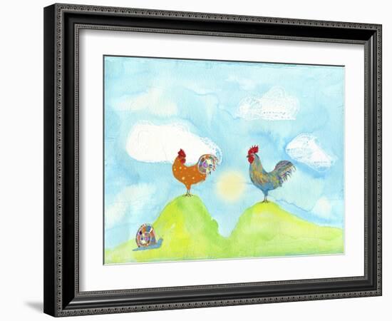 Hilltop Roosters-Ingrid Blixt-Framed Art Print