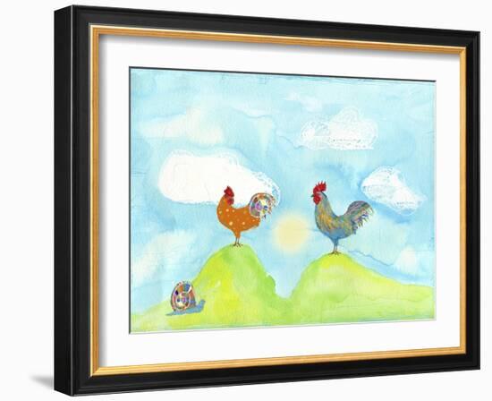 Hilltop Roosters-Ingrid Blixt-Framed Art Print