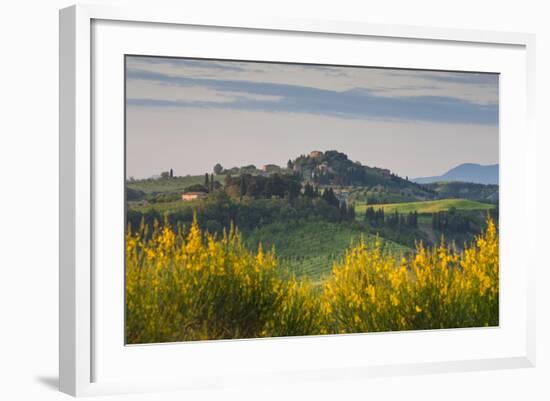 Hilltop Village Nr Asciano, Tuscany, Italy-Peter Adams-Framed Photographic Print