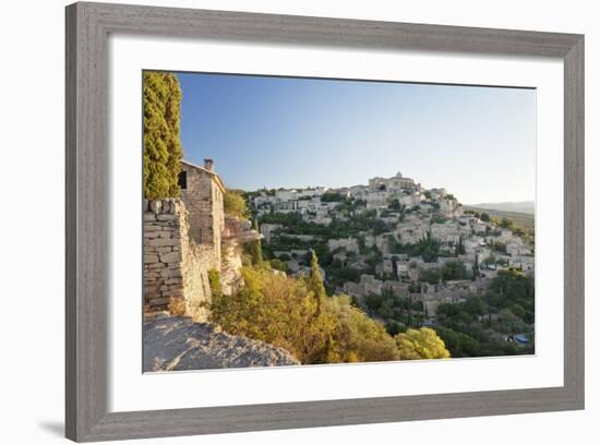 Hilltop Village of Gordes with Castle and Church at Sunrise, Provence-Alpes-Cote D'Azur, France-Markus Lange-Framed Photographic Print