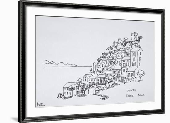 Hilltop village of Nonza, Corsica, France-Richard Lawrence-Framed Photographic Print