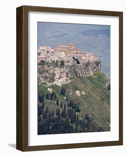 Hilltown of Calascibetta Viewed from Enna, Sicily, Italy, Europe-Martin Child-Framed Photographic Print