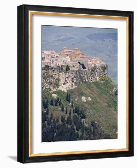 Hilltown of Calascibetta Viewed from Enna, Sicily, Italy, Europe-Martin Child-Framed Photographic Print