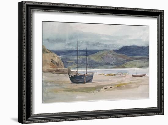 Hilly Coast Scene with Boats, 19th Century-John Absolon-Framed Giclee Print