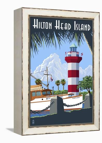 Hilton Head Island, SC - Harbour Town Lighthouse-Lantern Press-Framed Stretched Canvas