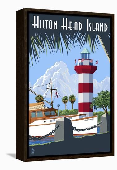 Hilton Head Island, SC - Harbour Town Lighthouse-Lantern Press-Framed Stretched Canvas