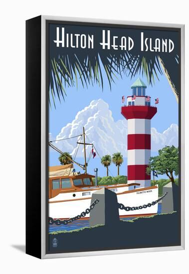 Hilton Head Island, SC - Harbour Town Lighthouse-Lantern Press-Framed Stretched Canvas