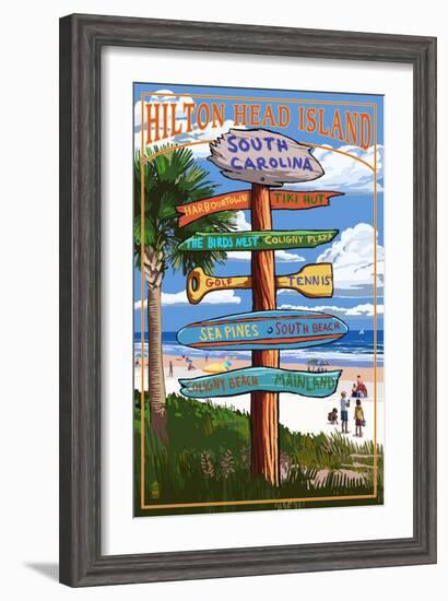 Hilton Head Island, South Carolina - Destination Signs-Lantern Press-Framed Art Print