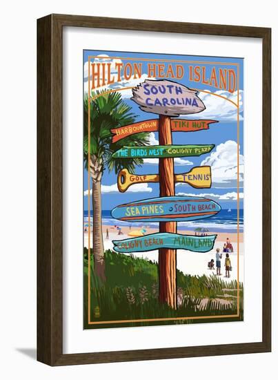 Hilton Head Island, South Carolina - Destination Signs-Lantern Press-Framed Art Print