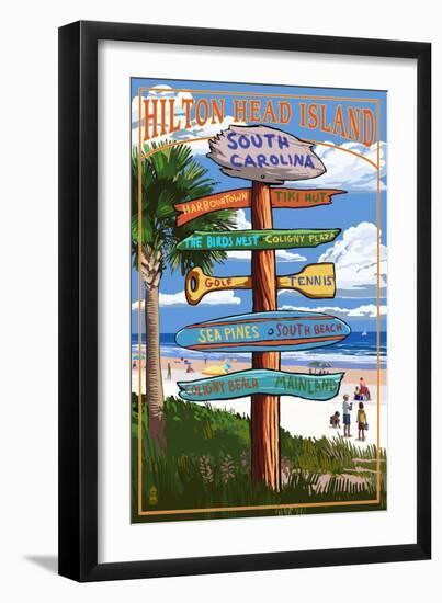 Hilton Head Island, South Carolina - Destination Signs-Lantern Press-Framed Art Print