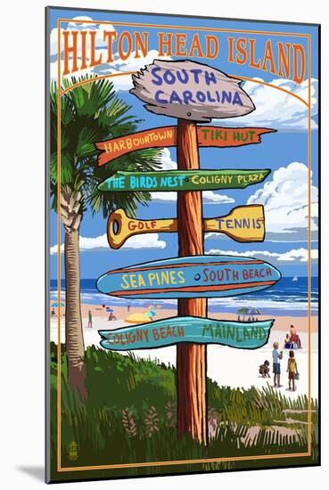 Hilton Head Island, South Carolina - Destination Signs-Lantern Press-Mounted Art Print