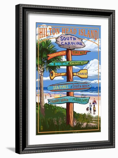 Hilton Head Island, South Carolina - Destination Signs-Lantern Press-Framed Art Print