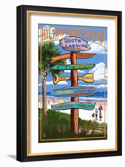 Hilton Head Island, South Carolina - Destination Signs-Lantern Press-Framed Art Print