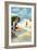 Hilton Head Island, South Carolina - Woman on Beach-Lantern Press-Framed Art Print