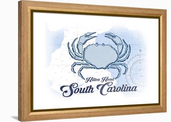 Hilton Head, South Carolina - Crab - Blue - Coastal Icon-Lantern Press-Framed Stretched Canvas