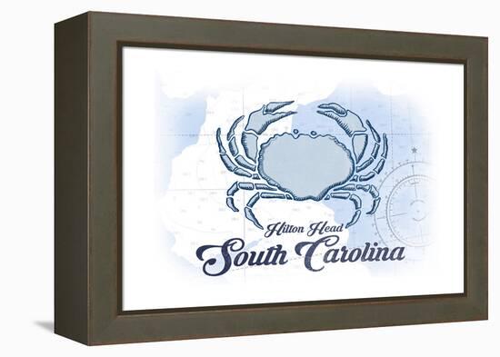Hilton Head, South Carolina - Crab - Blue - Coastal Icon-Lantern Press-Framed Stretched Canvas