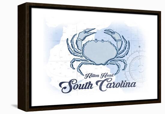 Hilton Head, South Carolina - Crab - Blue - Coastal Icon-Lantern Press-Framed Stretched Canvas