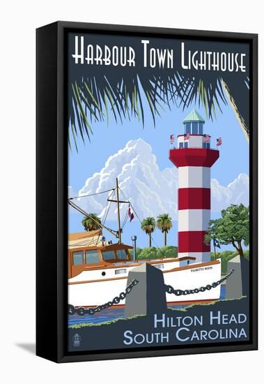 Hilton Head, South Carolina - Harbour Town Lighthouse-Lantern Press-Framed Stretched Canvas