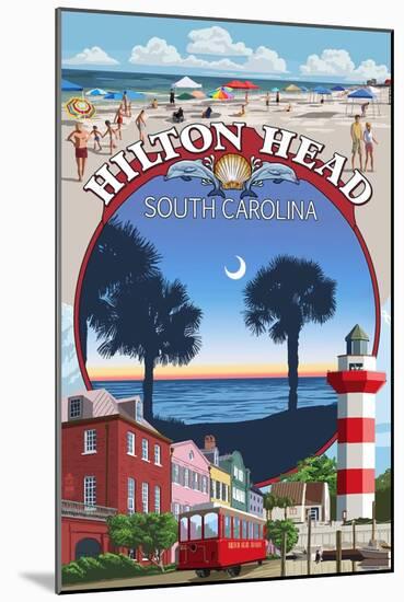 Hilton Head, South Carolina - Montage-Lantern Press-Mounted Art Print