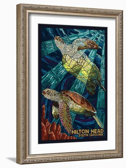 Hilton Head, South Carolina - Mosaic Sea Turtles-Lantern Press-Framed Art Print