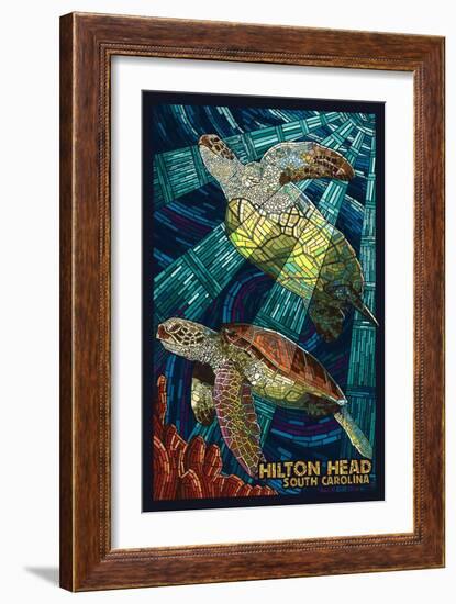 Hilton Head, South Carolina - Mosaic Sea Turtles-Lantern Press-Framed Art Print