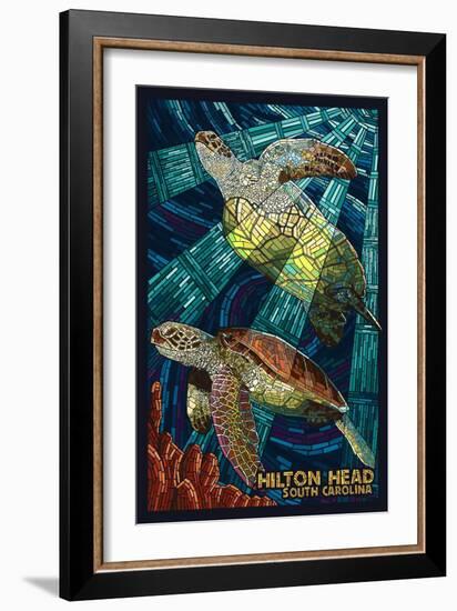 Hilton Head, South Carolina - Mosaic Sea Turtles-Lantern Press-Framed Art Print