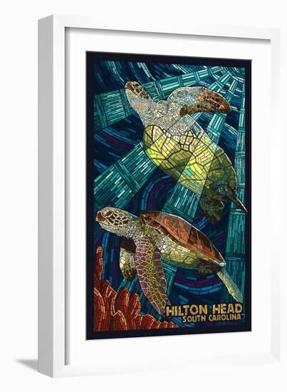 Hilton Head, South Carolina - Mosaic Sea Turtles-Lantern Press-Framed Art Print