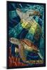 Hilton Head, South Carolina - Mosaic Sea Turtles-Lantern Press-Mounted Art Print