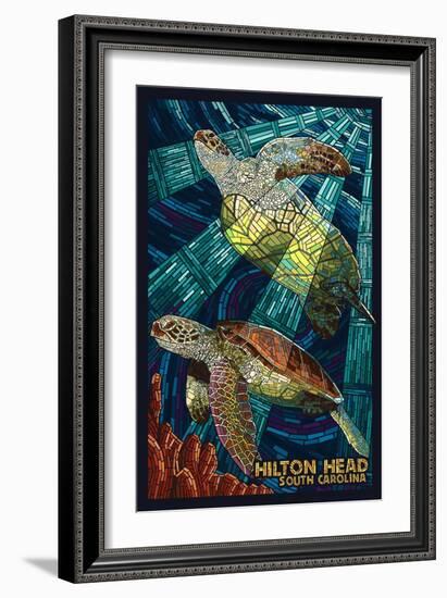 Hilton Head, South Carolina - Mosaic Sea Turtles-Lantern Press-Framed Art Print