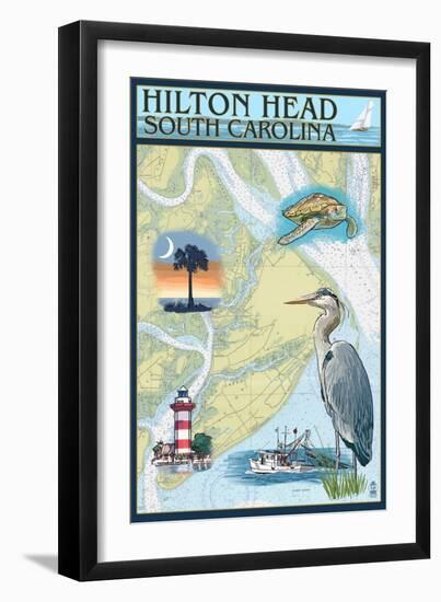 Hilton Head, South Carolina - Nautical Chart-Lantern Press-Framed Art Print