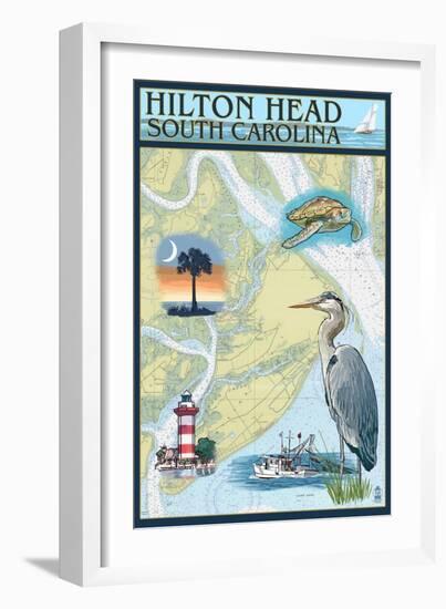 Hilton Head, South Carolina - Nautical Chart-Lantern Press-Framed Art Print