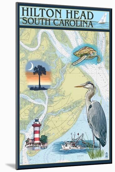 Hilton Head, South Carolina - Nautical Chart-Lantern Press-Mounted Art Print