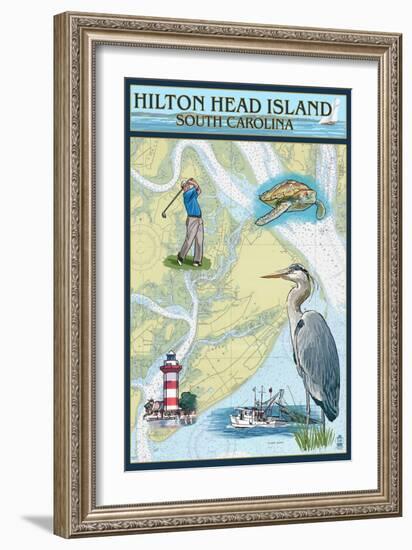 Hilton Head, South Carolina - Nautical Chart-Lantern Press-Framed Art Print