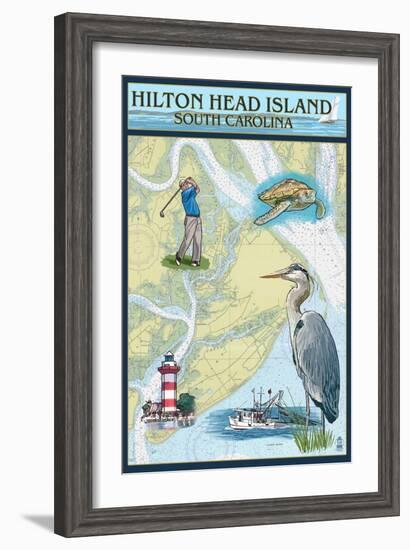 Hilton Head, South Carolina - Nautical Chart-Lantern Press-Framed Art Print