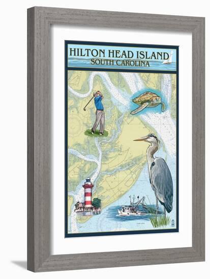 Hilton Head, South Carolina - Nautical Chart-Lantern Press-Framed Art Print