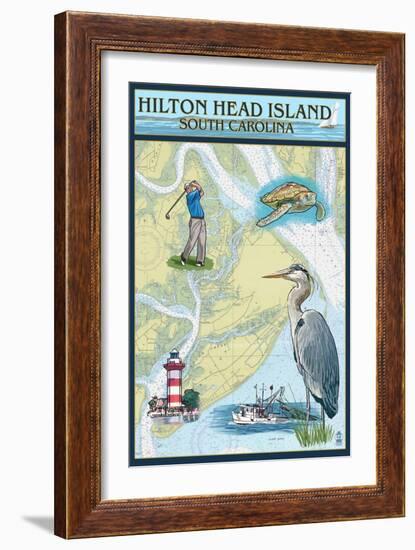 Hilton Head, South Carolina - Nautical Chart-Lantern Press-Framed Art Print