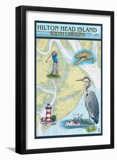 Hilton Head, South Carolina - Nautical Chart-Lantern Press-Framed Art Print