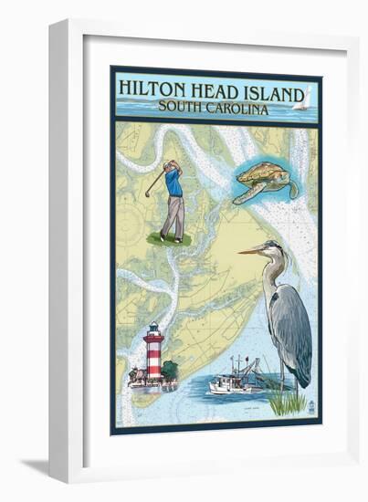 Hilton Head, South Carolina - Nautical Chart-Lantern Press-Framed Art Print